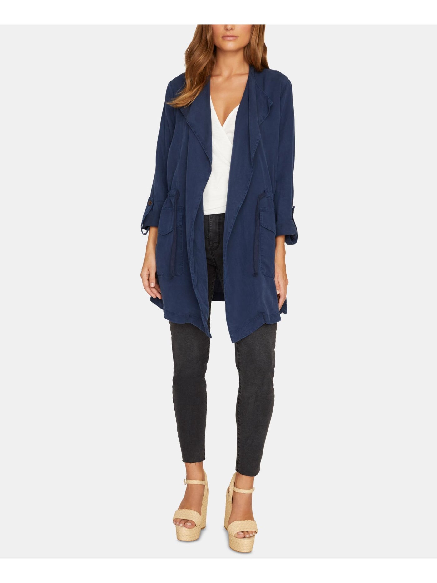 SANCTUARY Womens Navy Long Sleeve V Neck Sweater Size: XS