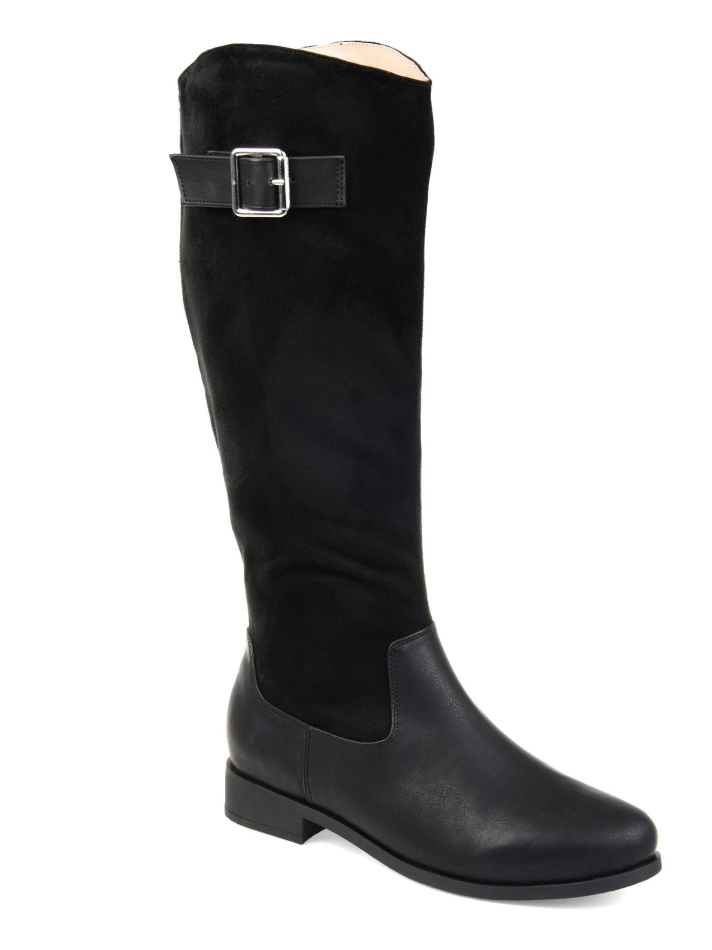 JOURNEE COLLECTION Womens Black Two-Toned Buckle Accent Cushioned Wide Calf Frenchy Almond Toe Zip-Up Western Boot 5.5 M WC