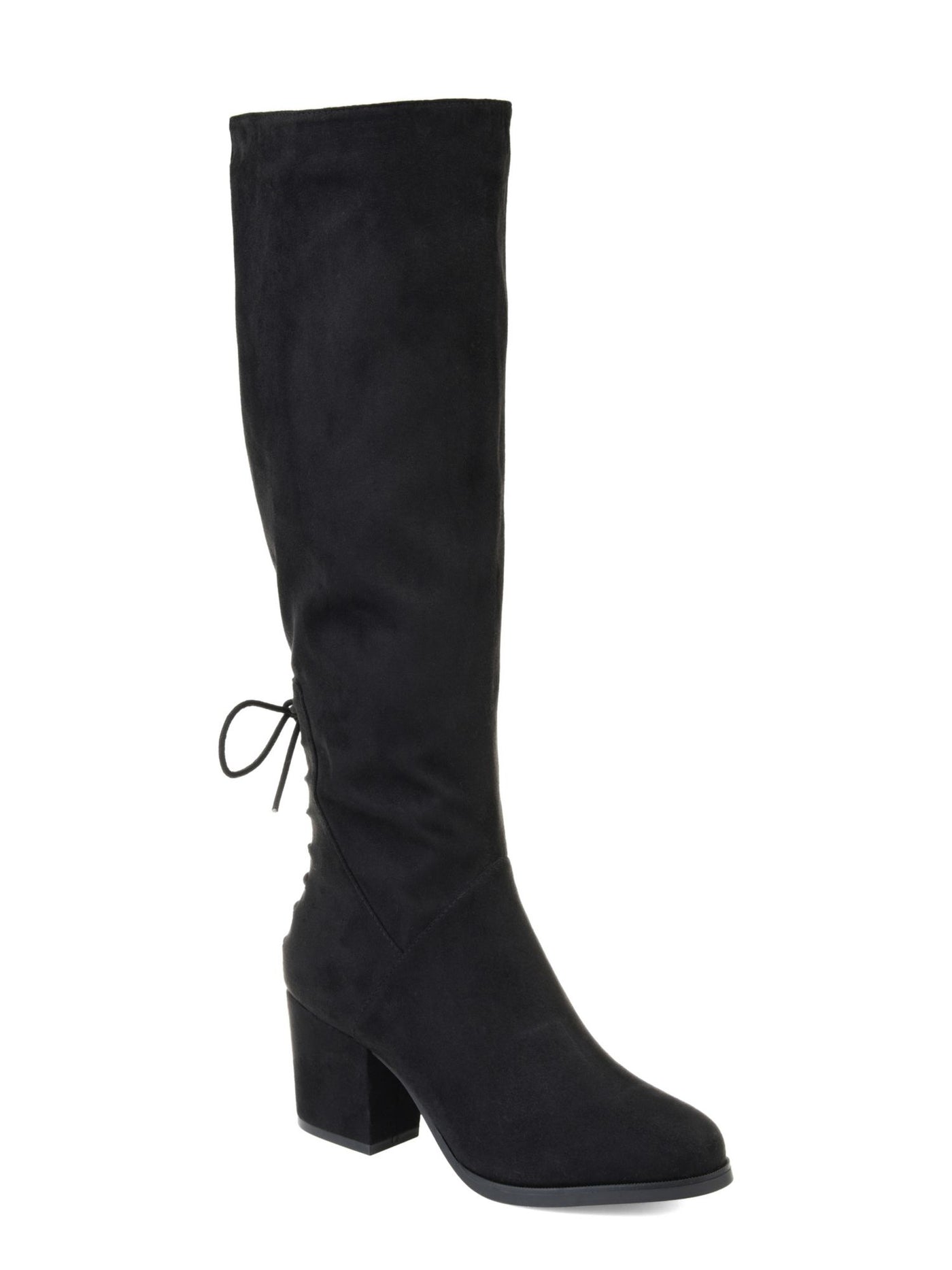 JOURNEE COLLECTION Womens Black Goring Comfort Lace Leeda Round Toe Block Heel Zip-Up Dress Boots 7 M