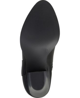 JOURNEE COLLECTION Womens Black Raised Vamp Lace Comfort Spritz Round Toe Block Heel Zip-Up Dress Heeled Boots M