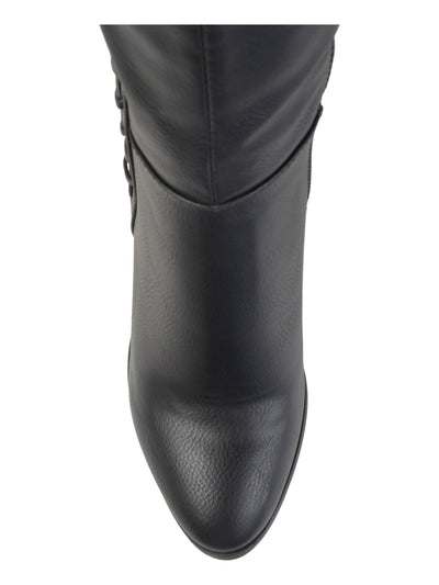 JOURNEE COLLECTION Womens Black Raised Vamp Lace Comfort Spritz Round Toe Block Heel Zip-Up Dress Boots 10 WC