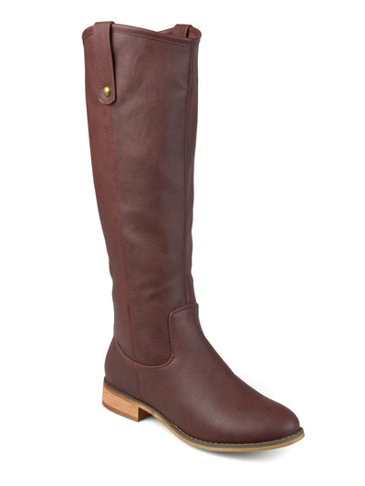 JOURNEE COLLECTION Womens Maroon Pull Tab Comfort Studded Taven Round Toe Block Heel Zip-Up Riding Boot 9 M XWC