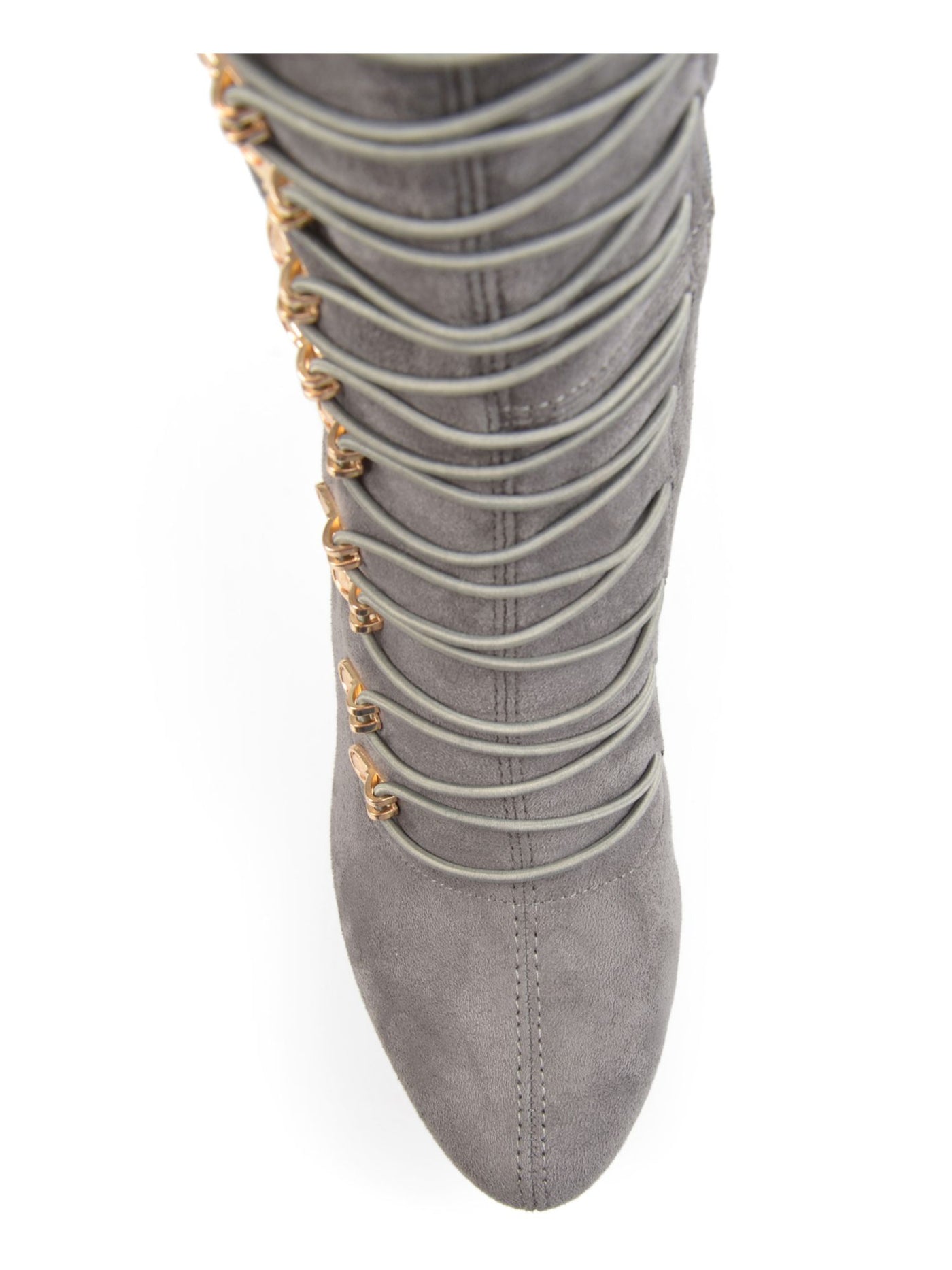 JOURNEE COLLECTION Womens Grey Gray Trill Almond Toe Stiletto Lace-Up Dress Boots 7.5 M