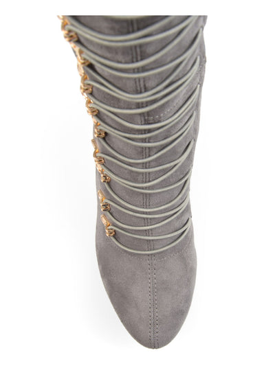 JOURNEE COLLECTION Womens Grey Gray Trill Almond Toe Stiletto Lace-Up Dress Boots 7.5 M