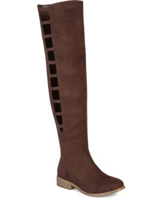 JOURNEE COLLECTION Womens Brown Cushioned Pitch Round Toe Block Heel Zip-Up Dress Boots Shoes 7