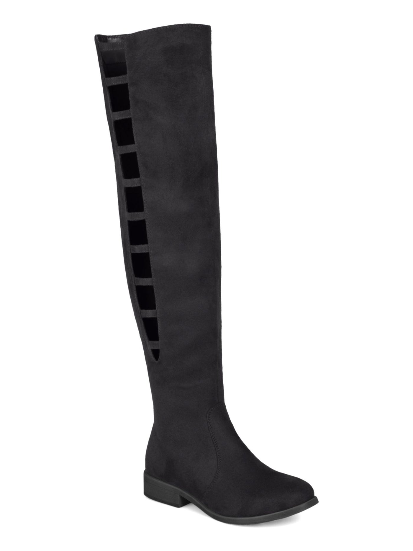 JOURNEE COLLECTION Womens Black Wide Calf Cushioned Pitch Round Toe Block Heel Zip-Up Dress Boots Shoes 6