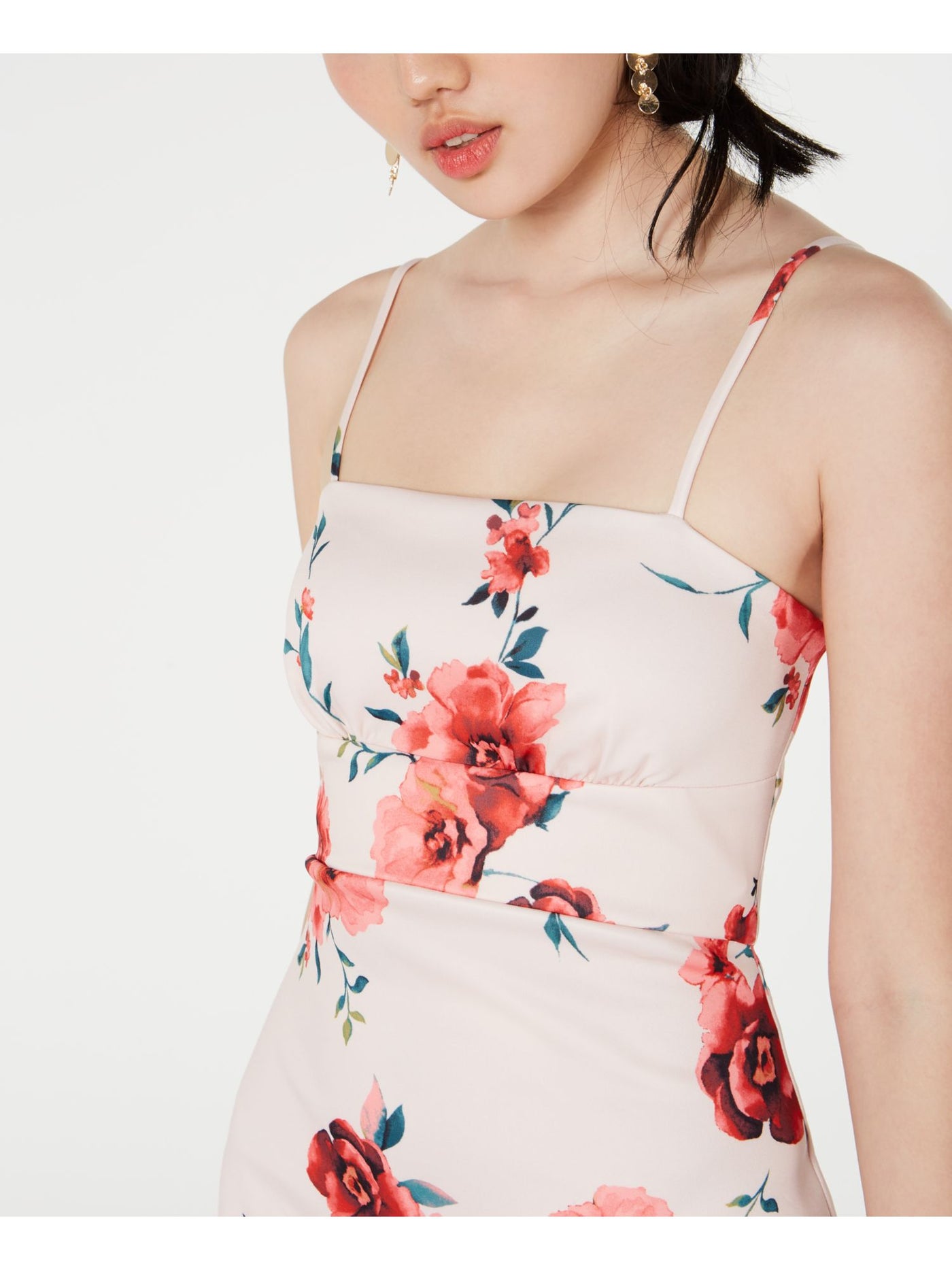 sequin hearts floral dress SEQUIN HEARTS Womens Blue Spaghetti Strap Full-Length Formal Dress Juniors 13