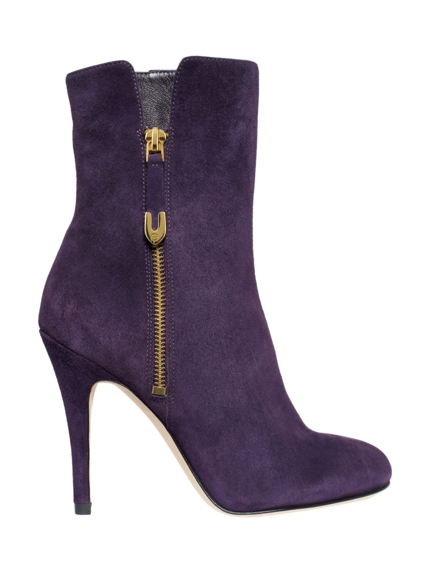 JOAN & DAVID Womens Purple Padded Ulina Round Toe Stiletto Zip-Up Leather Dress Booties 5.5 M