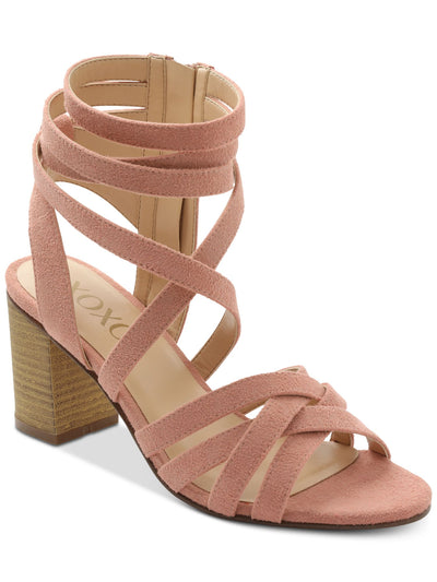 XOXO Womens Salmon Pink Strappy Padded Eden Round Toe Block Heel Zip-Up Dress Sandals Shoes 11 M