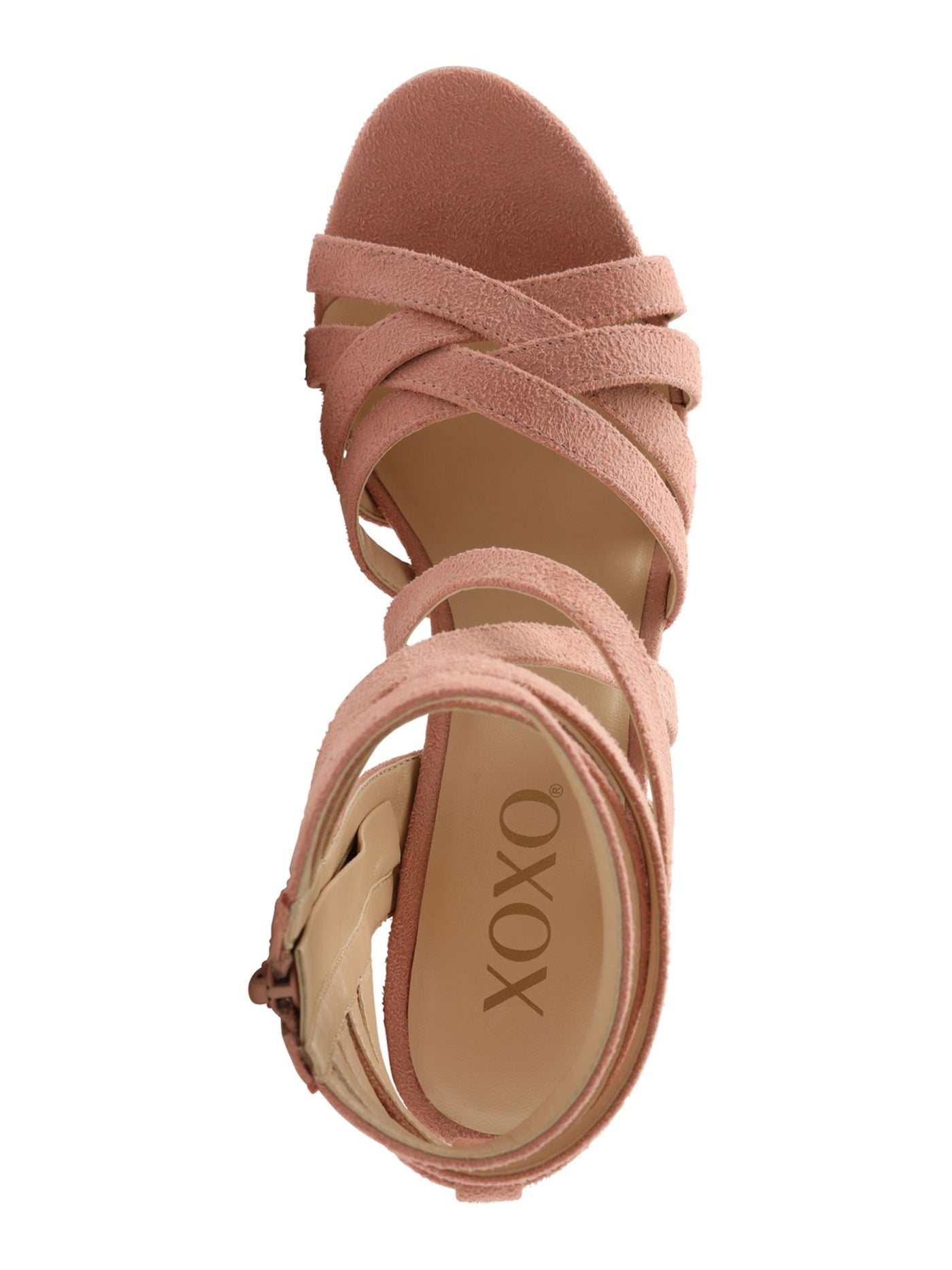 XOXO Womens Salmon Pink Strappy Padded Eden Round Toe Block Heel Zip-Up Dress Sandals Shoes 9 M