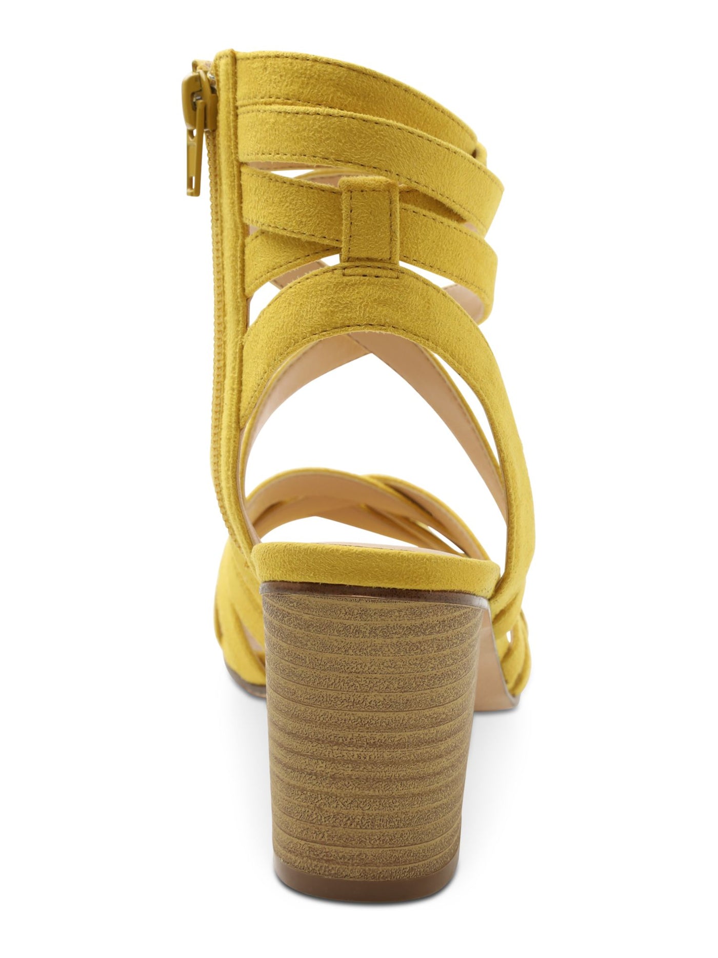 XOXO Womens Yellow Strappy Eden Round Toe Block Heel Zip-Up Dress Sandals Shoes 7.5