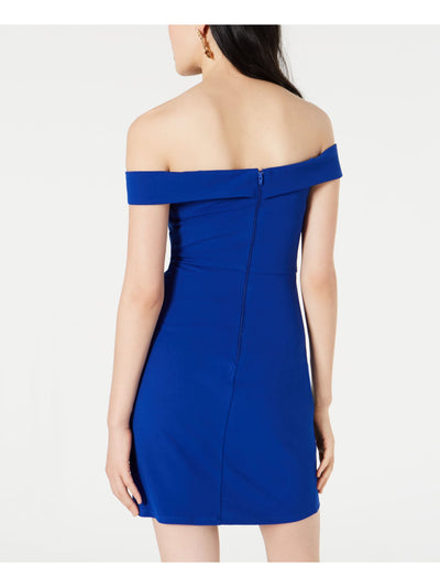 SEQUIN HEARTS Womens Blue Cap Sleeve Mini Sheath Party Dress Size: 1