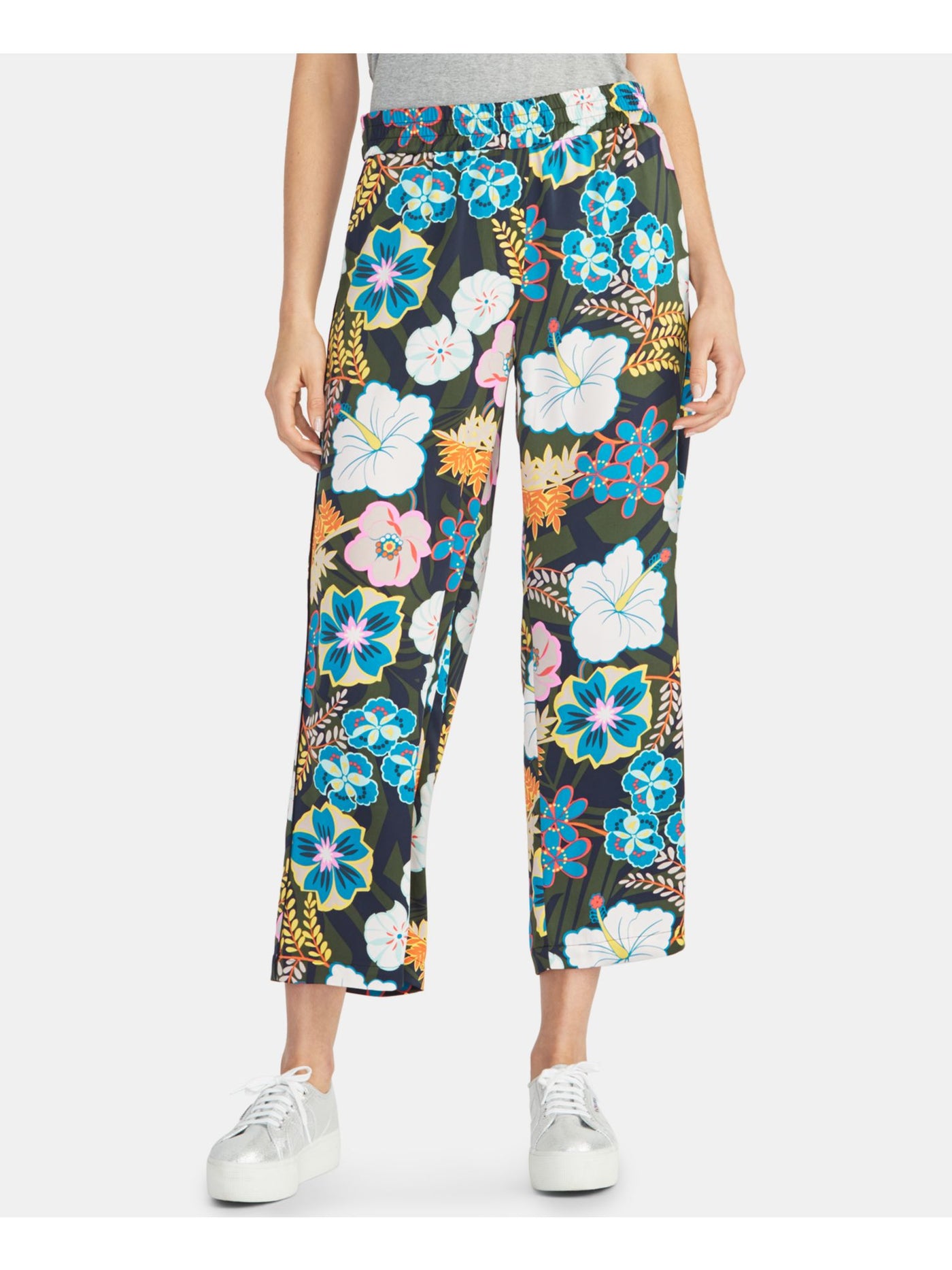 RACHEL ROY Womens Blue Floral Cropped Pants S