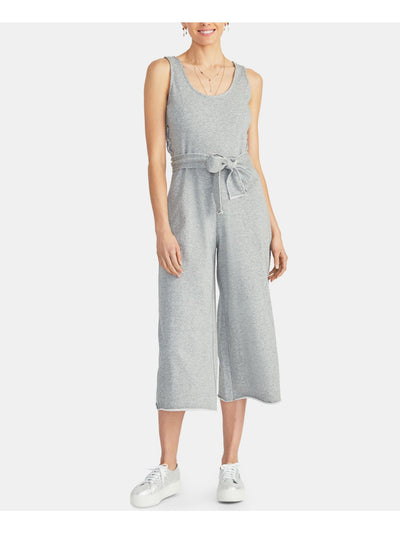 RACHEL ROY Womens Belted Zippered Lace-up Sleeveless Scoop Neck Tank Cropped Jumpsuit