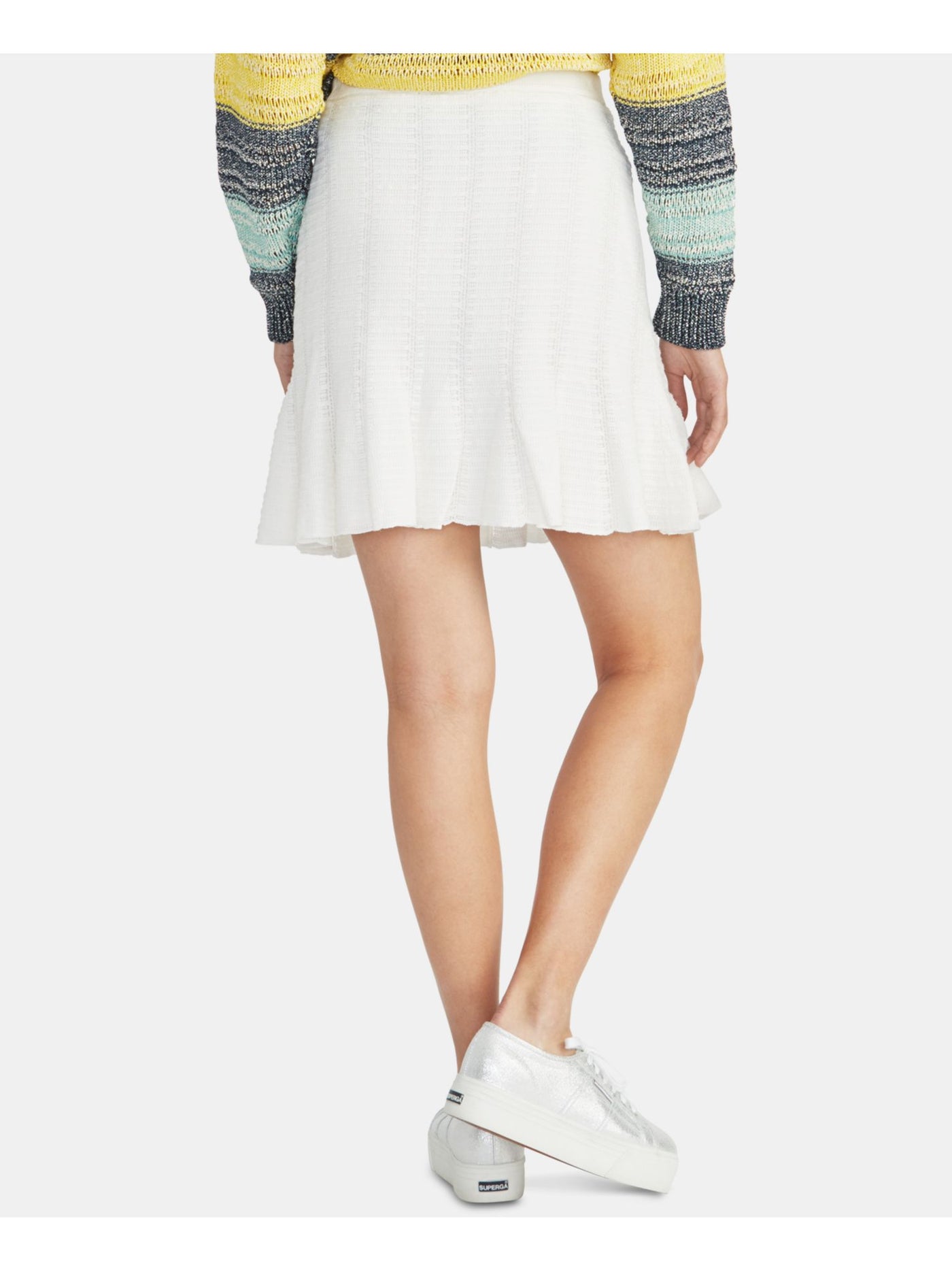 RACHEL ROY Womens White Mini Ruffled Skirt L