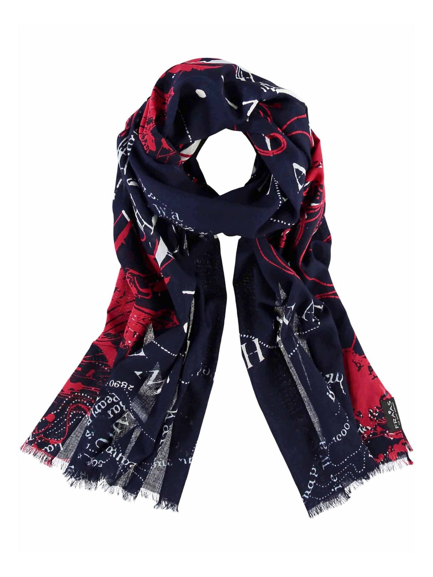 FRAAS Womens Navy Fringed Lightweight Scarf