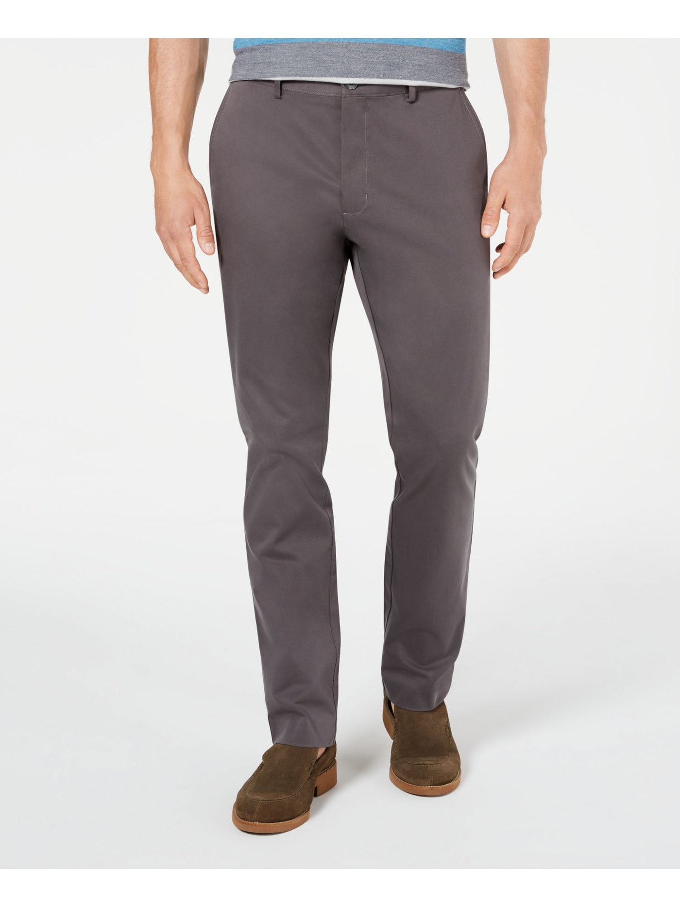 TASSO ELBA Mens Gray Classic Fit Cotton Pants 32W X 30L