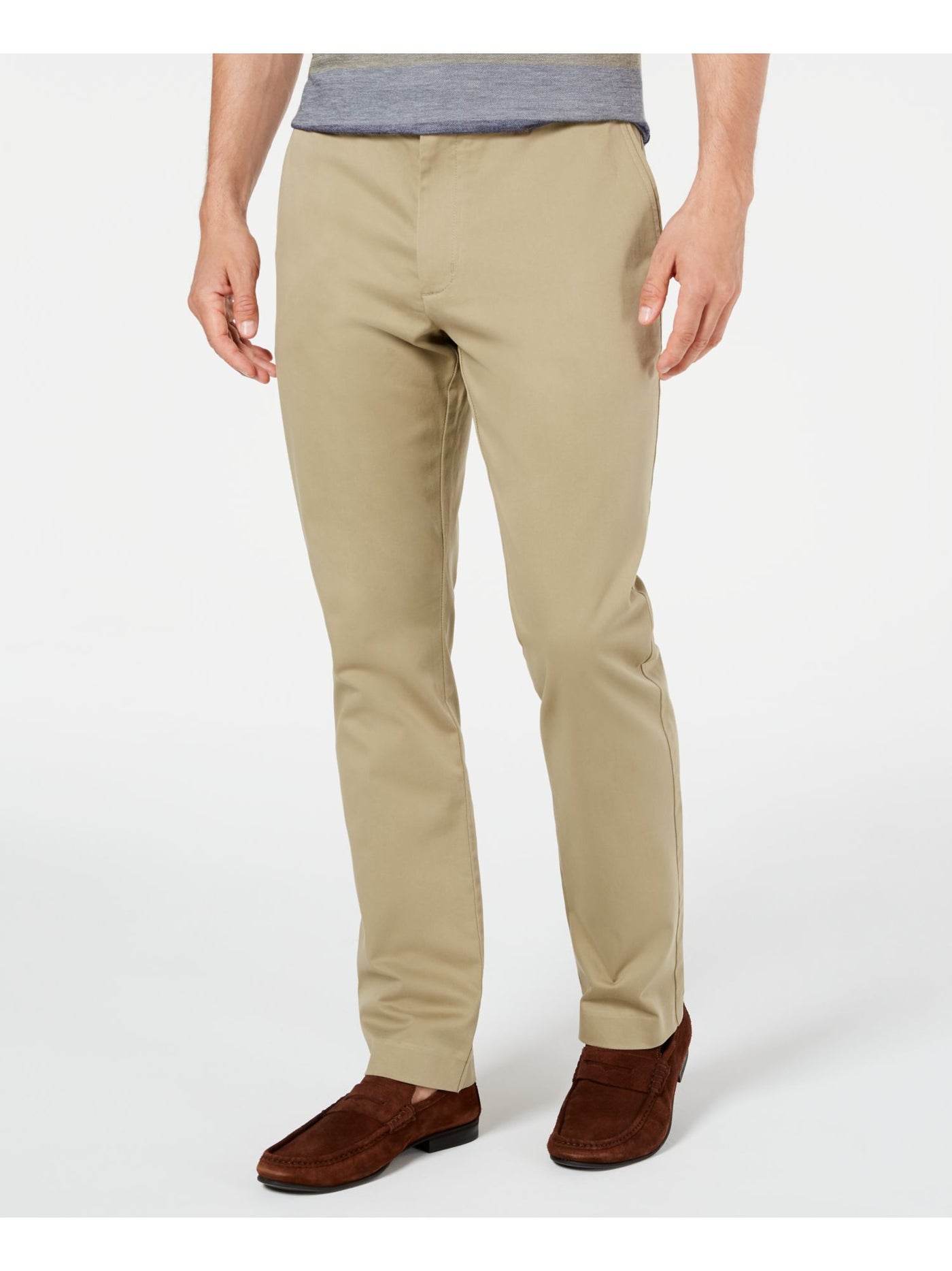 TASSO ELBA Mens Beige Classic Fit Cotton Pants W32/ L32