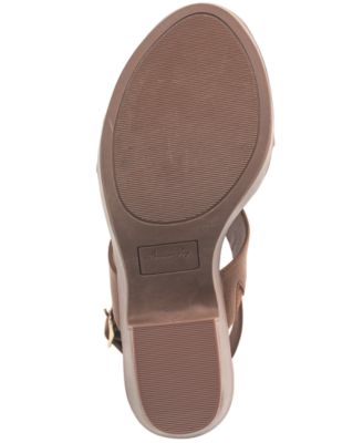 AMERICAN RAG Womens Beige 1" Platform Adjustable Strap Cushioned Joanie Round Toe Platform Buckle Dress Sandals Shoes M