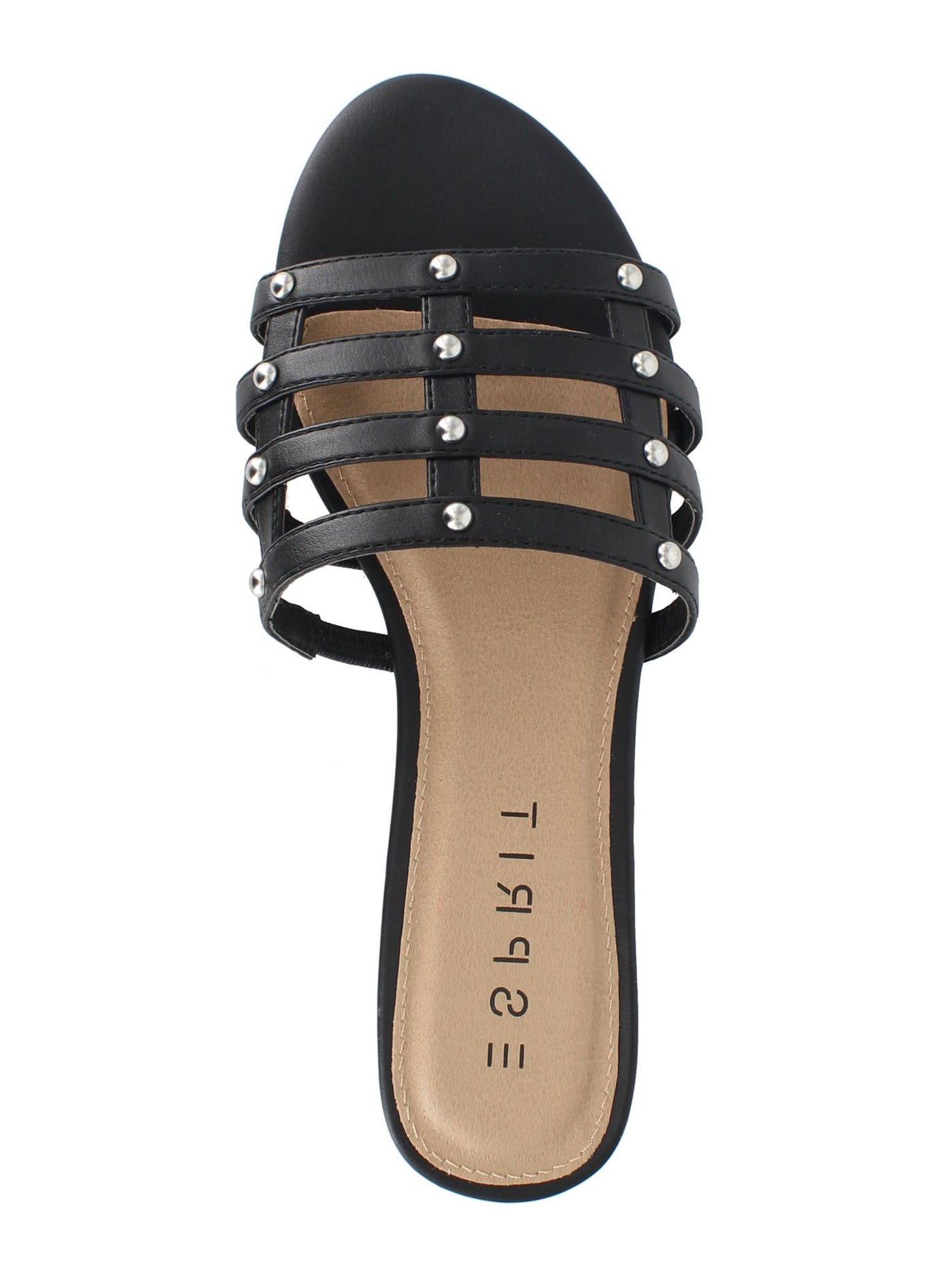 ESPRIT Womens Black Studded Comfort Kylee Round Toe Slip On Slide Sandals Shoes 6.5 M