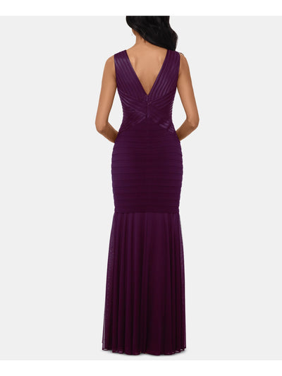 BETSY & ADAM Womens Purple Sleeveless V Neck Full-Length Evening Mermaid Dress 6