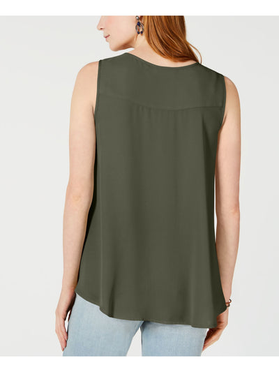 STYLE & COMPANY Womens Green Swing Sleeveless Scoop Neck Cocktail Blouse S