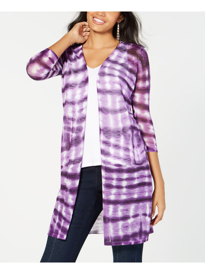 INC Womens Purple Tie Dye Open Cardigan Sweater Size: 3