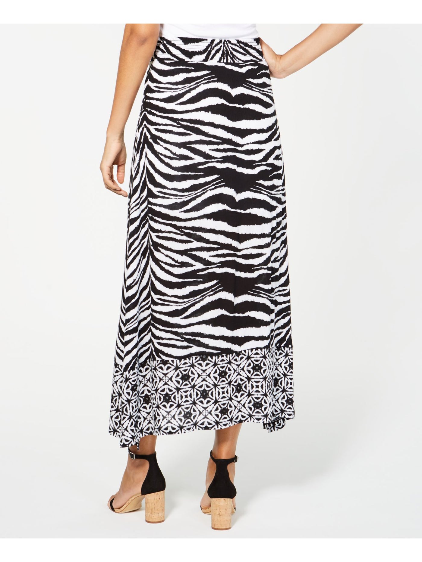 INC Womens Black Zebra-print Maxi A-Line Skirt M