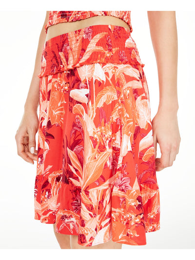 GUESS Womens Orange Floral Short Ruffled Skirt Size: XS