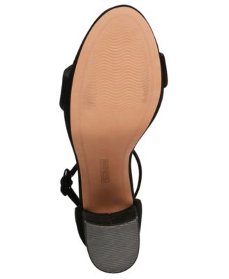 STEVEN Womens Black 1/2" Platform Ankle Strap Cushioned Vino Round Toe Block Heel Buckle Dress Sandals Shoes M