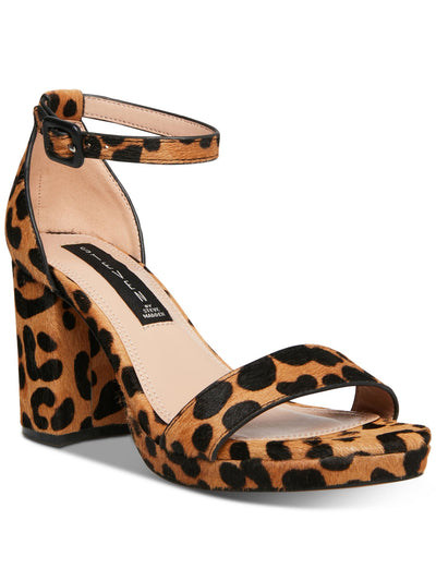 STEVEN NEW YORK Womens Brown Leopard Print 1/2" Platform Adjustable Strap Vino Round Toe Block Heel Buckle Dress Sandals Shoes 5 M