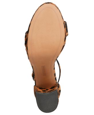 STEVEN NEW YORK Womens Brown Leopard Print 1/2" Platform Adjustable Strap Vino Round Toe Block Heel Buckle Dress Sandals Shoes M