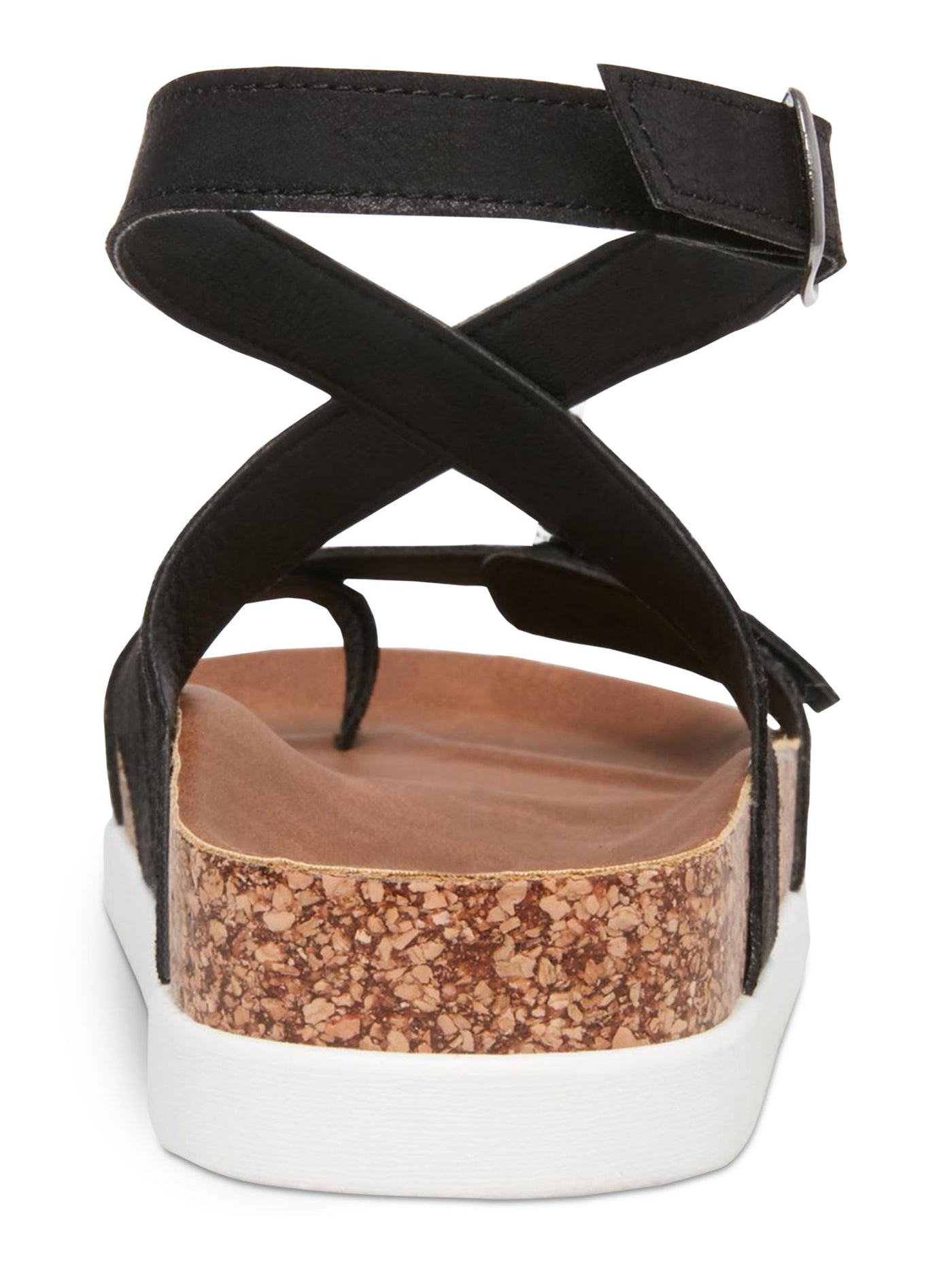 MADDEN GIRL Womens Black 1" Platform Treaded Strappy Adjustable Garnett Round Toe Wedge Buckle Thong Sandals Shoes 7.5 M