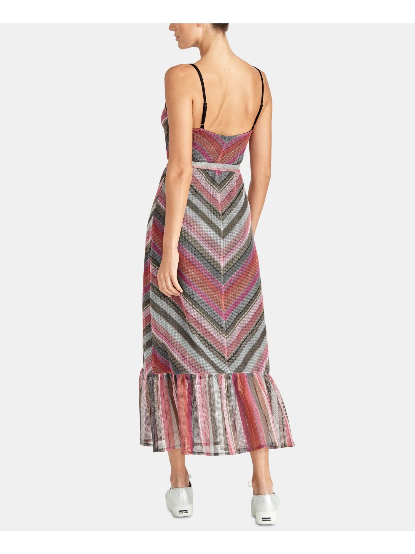 RACHEL ROY Womens Pink Striped Spaghetti Strap V Neck Maxi Party Sheath Dress XXL