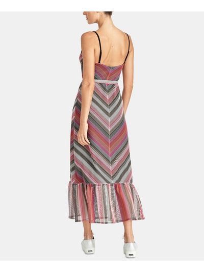 RACHEL ROY Womens Pink Striped Spaghetti Strap V Neck Maxi Party Sheath Dress XXL