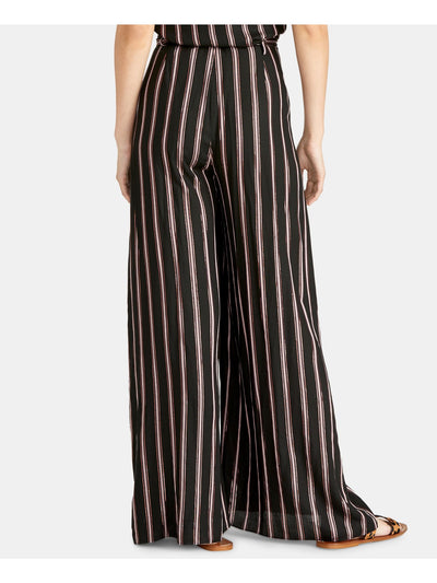 RACHEL ROY Womens Black Belted Striped Wide Leg Pants 8