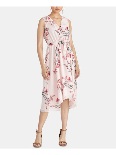 RACHEL ROY Womens Pink Floral Sleeveless V Neck Midi Sheath Dress XL