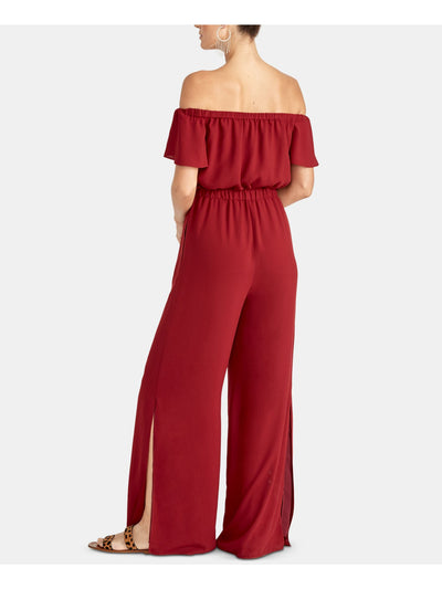 RACHEL ROY Womens Red Short Sleeve Wide Leg Evening Jumpsuit Size: XXL