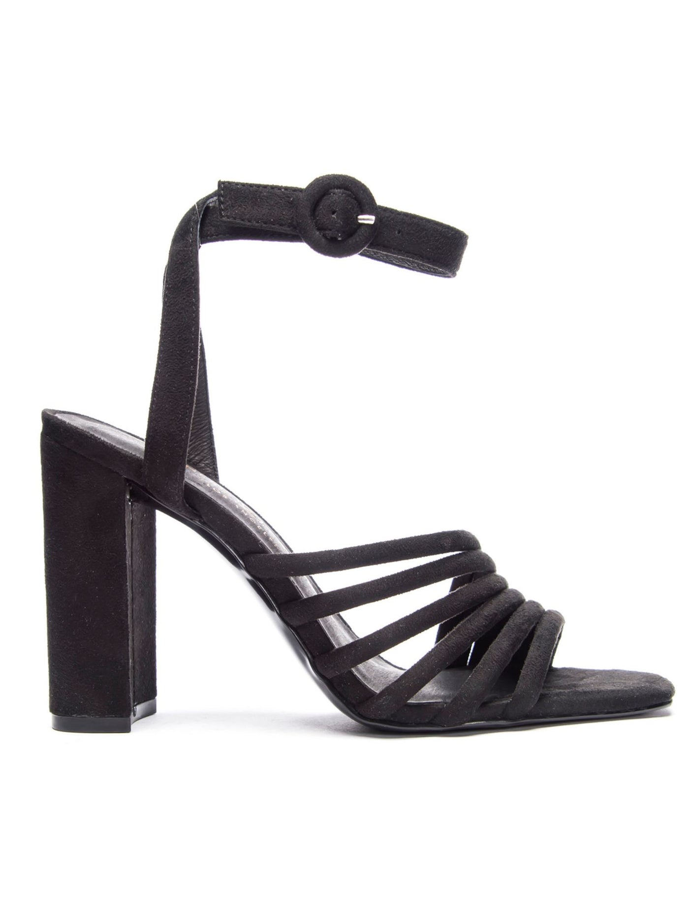 CHINESE LAUNDRY Womens Black Asymmetrical Strappy Jonah Square Toe Block Heel Buckle Dress Sandals Shoes 5.5