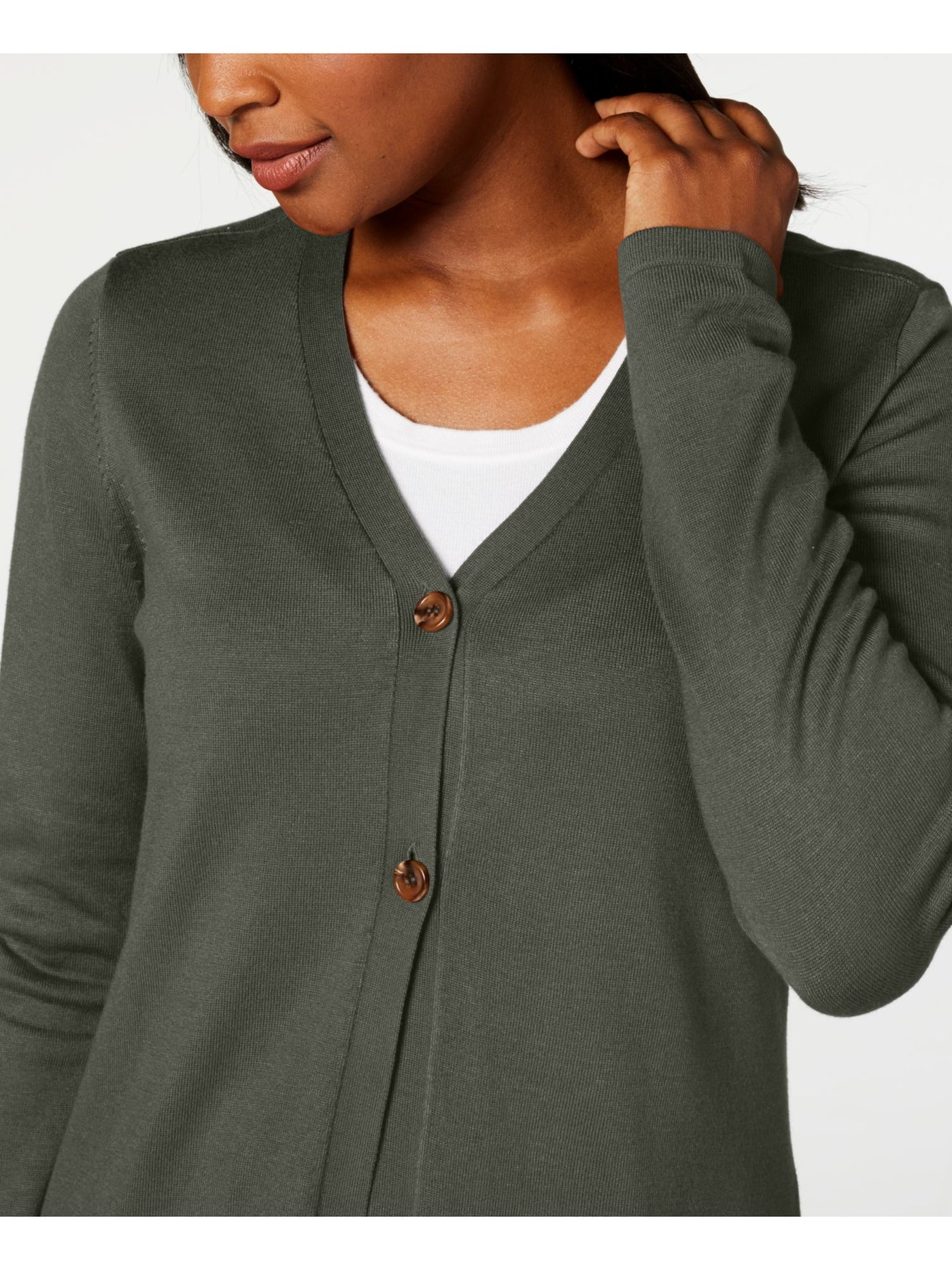 KAREN SCOTT Womens Gray Heather Long Sleeve V Neck Sweater XL