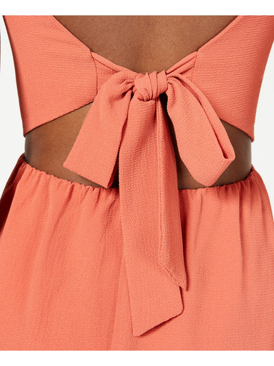 B DARLIN Womens Orange Tie Open Back Sleeveless V Neck Mini Fit + Flare Dress Juniors 5\6