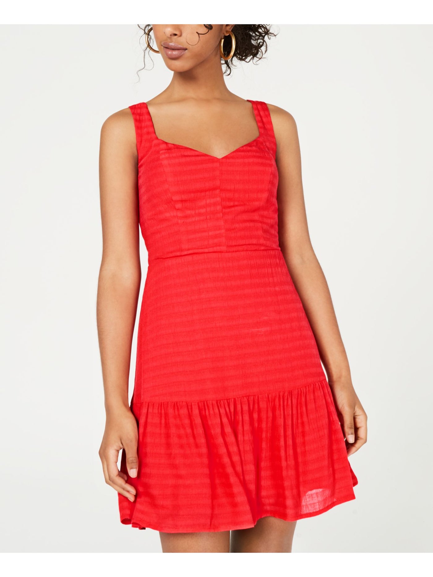 CITY STUDIO Womens Red Tie Back Sleeveless Sweetheart Neckline Mini Party Fit + Flare Dress Juniors XS