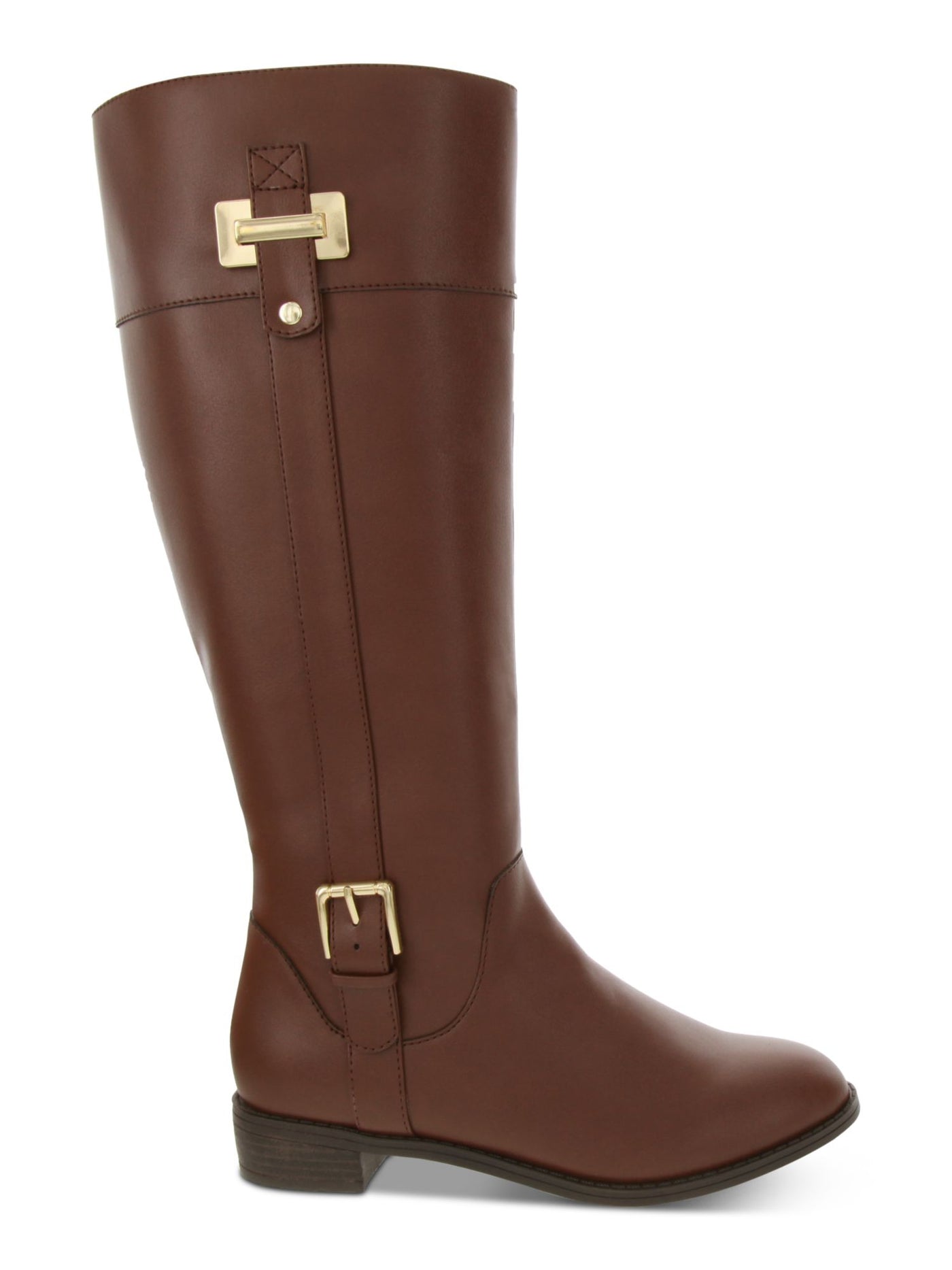 KAREN SCOTT Womens Brown Studded Hardware Cushioned Buckle Accent Deliee2 Round Toe Block Heel Zip-Up Riding Boot 8 W WC