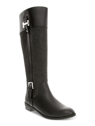 KAREN SCOTT Womens Black Studded Hardware Cushioned Buckle Accent Deliee2 Round Toe Block Heel Zip-Up Riding Boot 6 WC