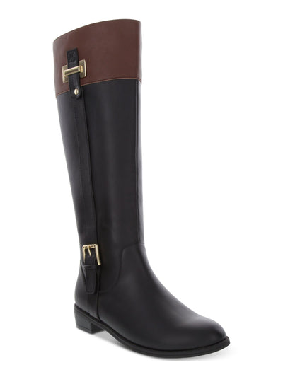 KAREN SCOTT Womens Black Buckle Accent Wide Calf Round Toe Stacked Heel Zip-Up Riding Boot 5.5 M