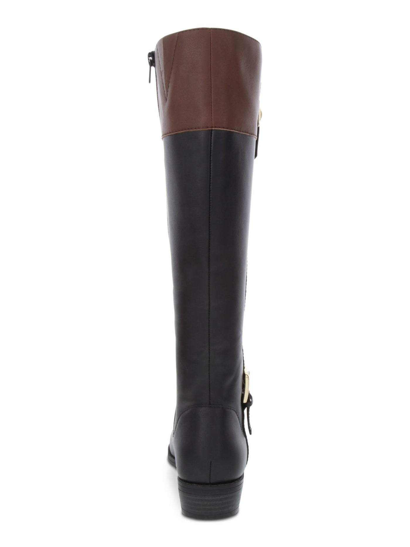 KAREN SCOTT Womens Black Buckle Accent Wide Calf Round Toe Stacked Heel Zip-Up Riding Boot 5.5 M