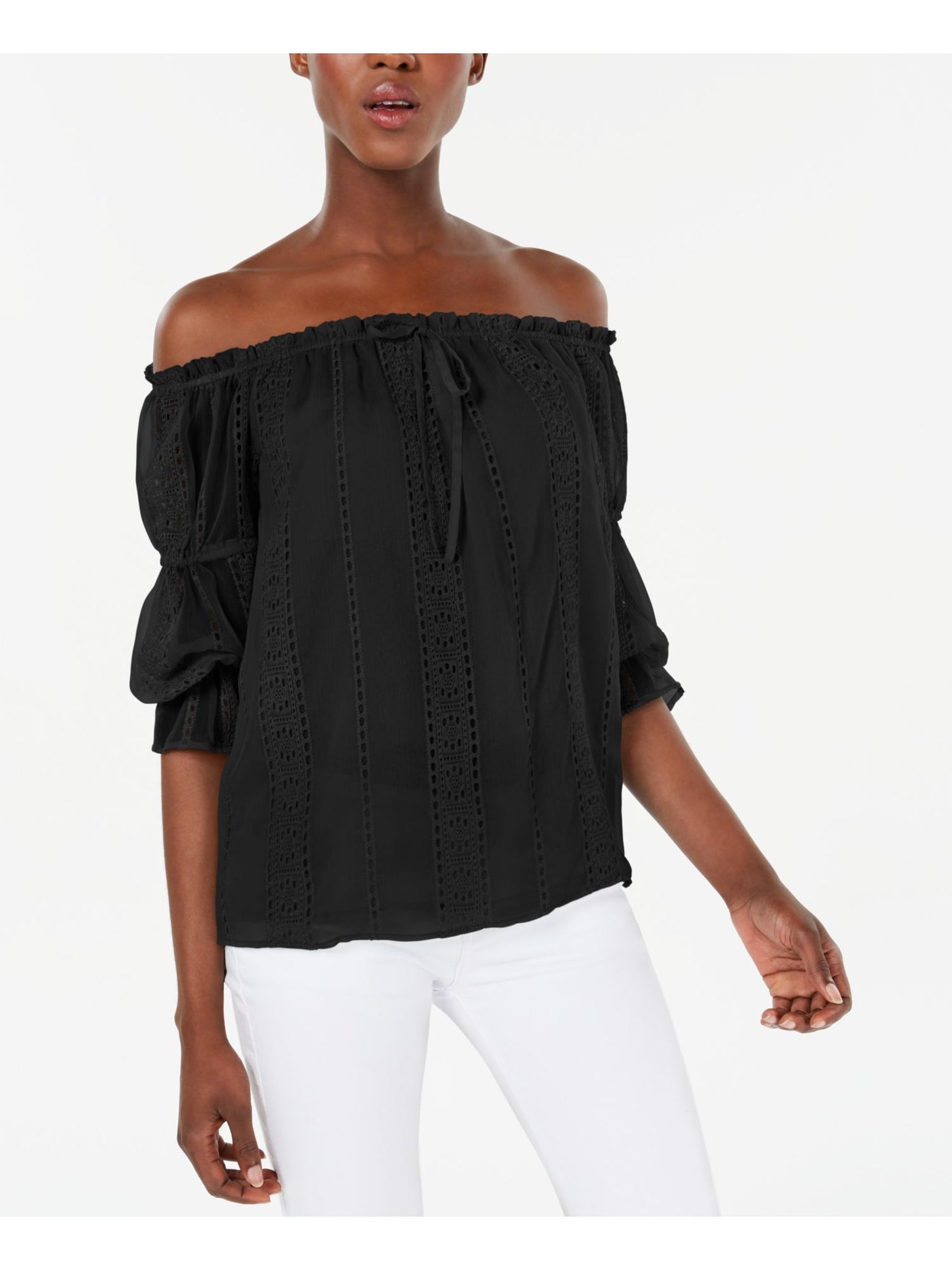 INC Womens 3/4 Sleeve Off Shoulder Top