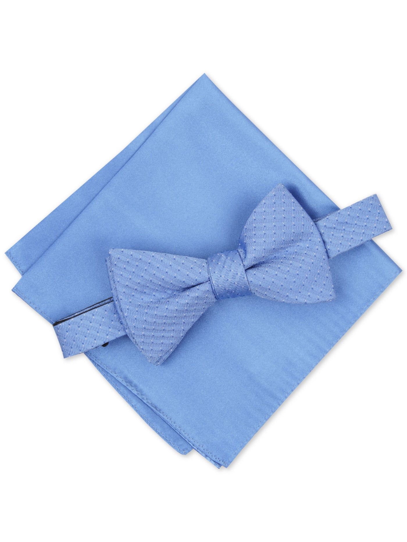 ALFANI Mens Blue Geometric Pre-Tied with Pocket Sqaure Silk Bow Tie