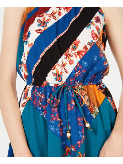 FISHBOWL Womens Blue Printed Sleeveless Halter Maxi Sheath Dress XS
