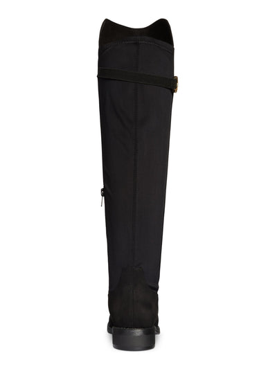 REBEL BY ZIGI Womens Black Hardware Detail Strap At Upper Cushioned Onley Round Toe Block Heel Riding Boot 6